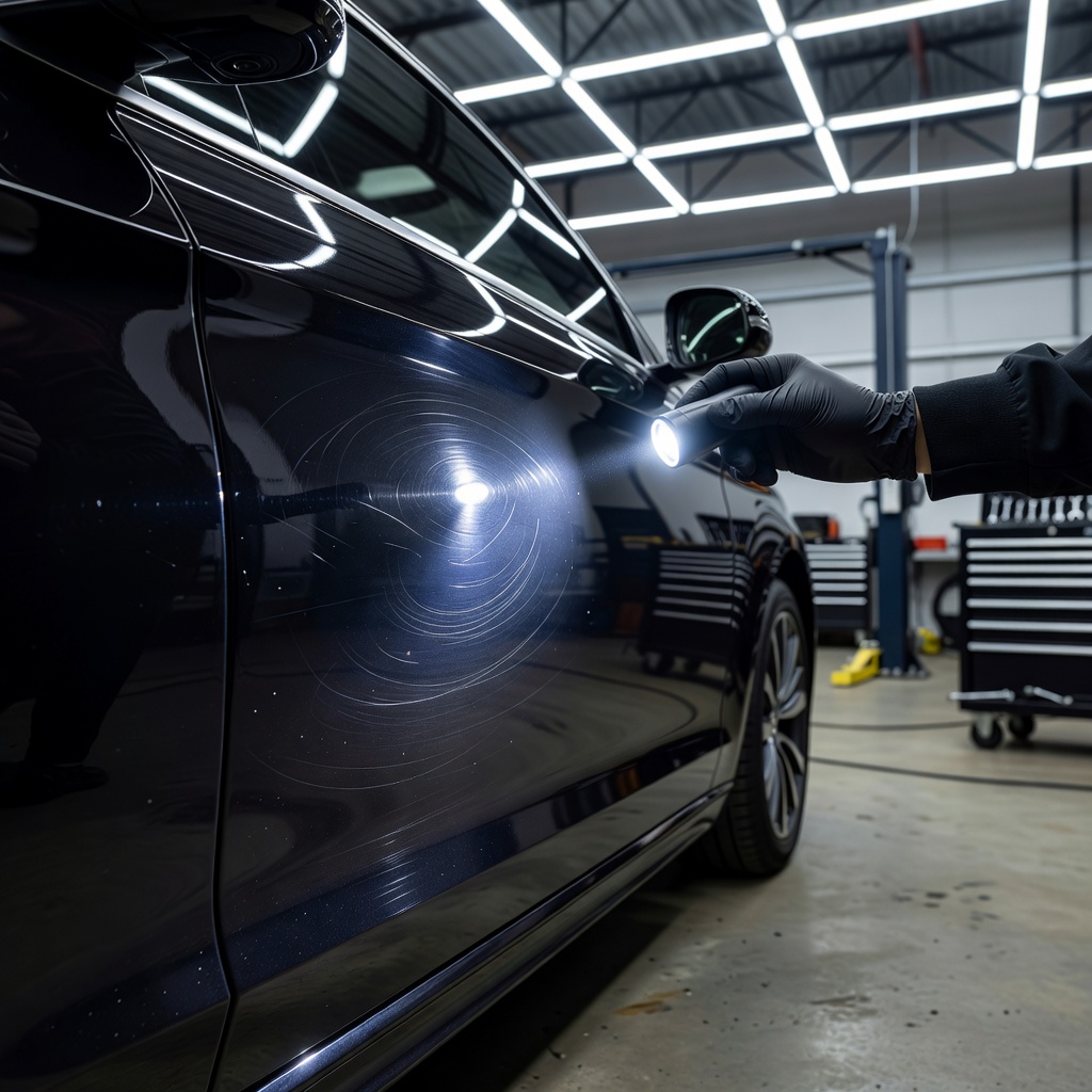 Applying a premium thin coating protective liquid onto a polished vehicle fender panel